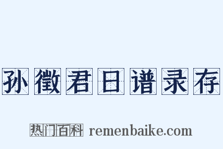 孙徵君日谱录存是什么意思的图片